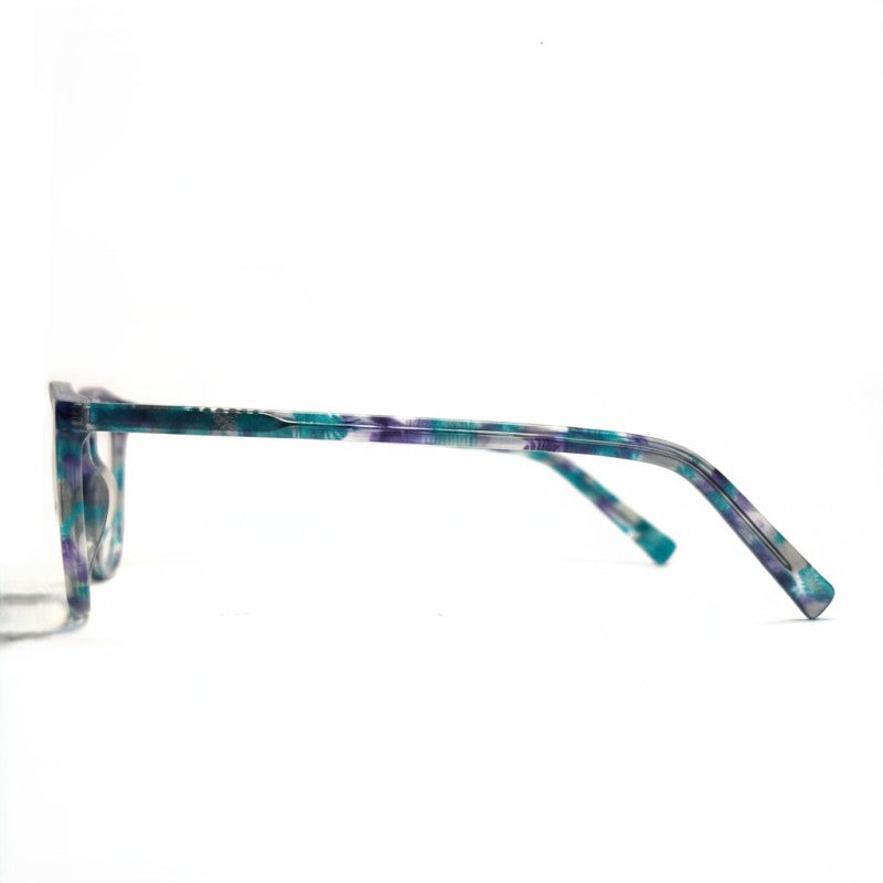 Multicolored eyeglass frame on a white background