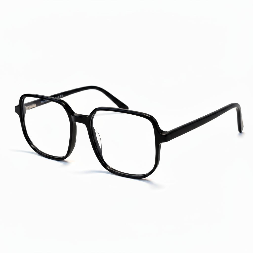 Black eyeglasses on a white background