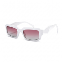 White square sunglasses with gradient pink-to-clear lenses, shown at a three-quarter angle on a white background.