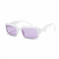 White square sunglasses with translucent purple-tinted lenses, shown at a three-quarter angle on a clean white background.