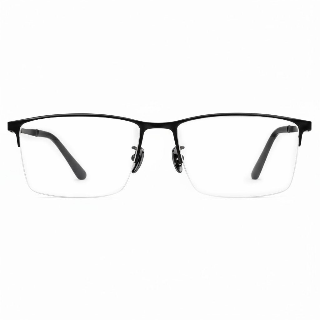 Black eyeglasses on a white background
