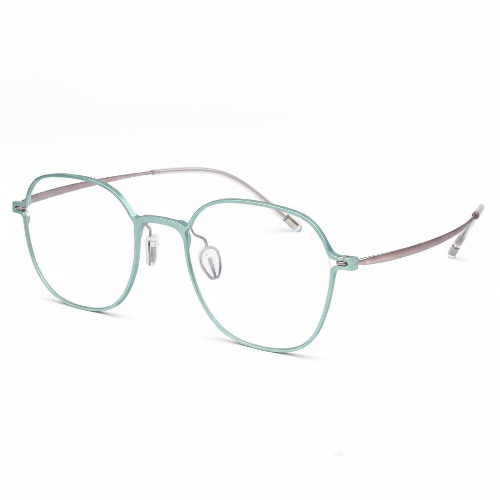 Teal eyeglasses on a white background