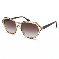 Oversized sunglasses with a translucent tortoiseshell acetate frame, gradient brown lenses, and dark brown temples, shown on a white background.
