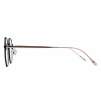 Eyeglasses with a rose gold frame on a white background