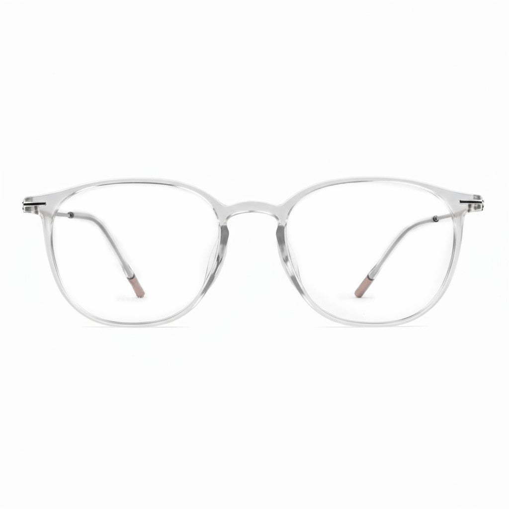 Clear eyeglasses on a white background