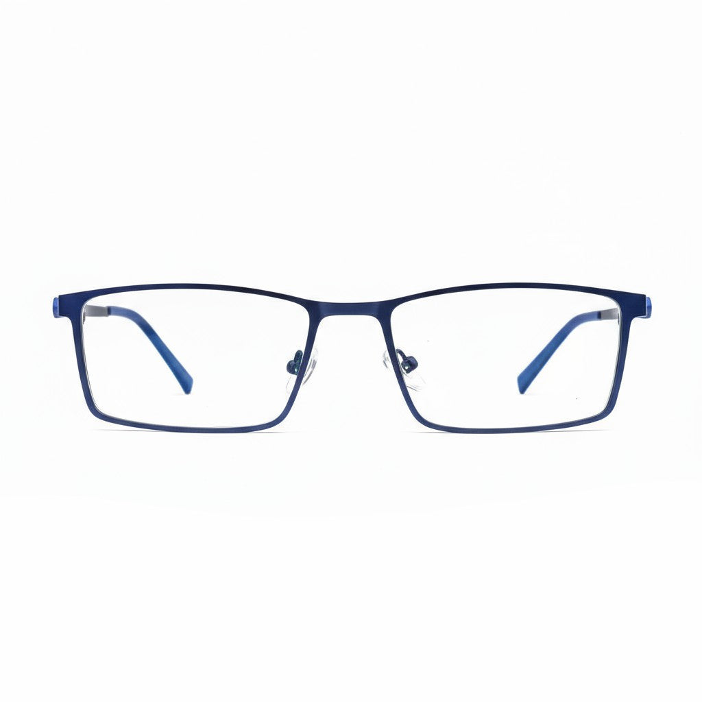 Blue eyeglasses on a white background