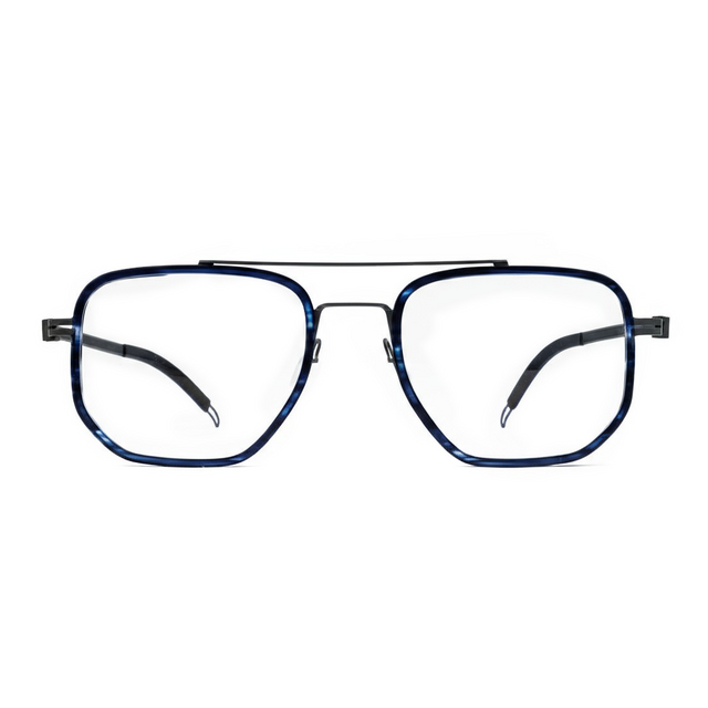 Blue eyeglasses on a white background