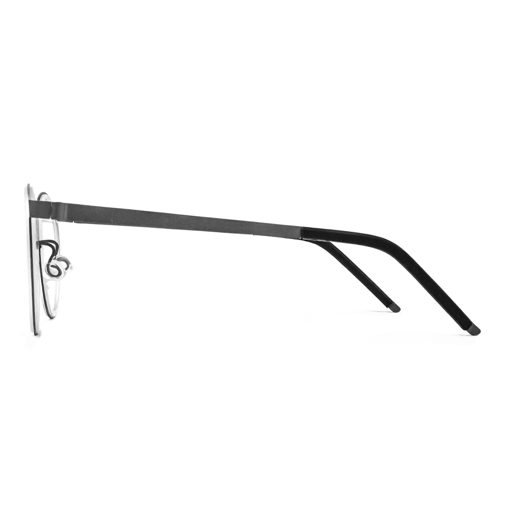 Black eyeglass frame on a white background