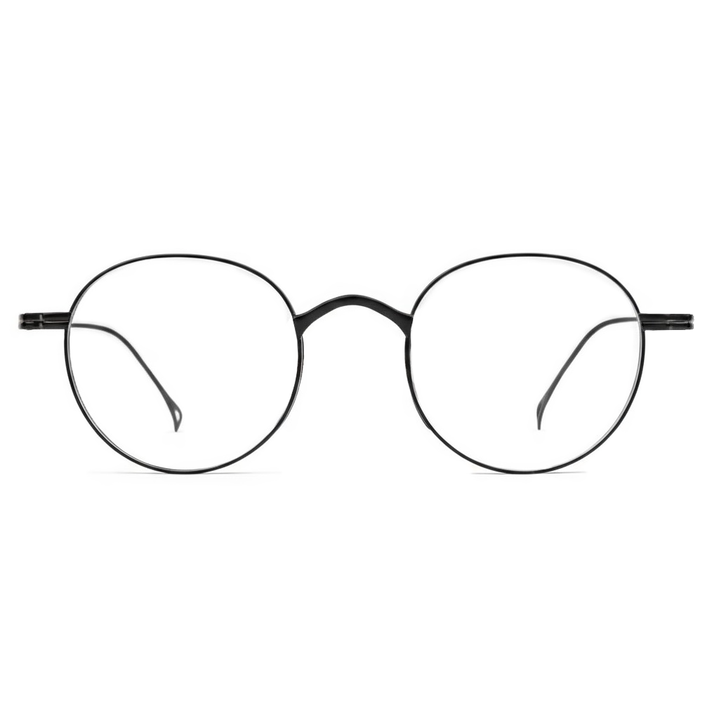 Simple line drawing of round eyeglasses on a white background