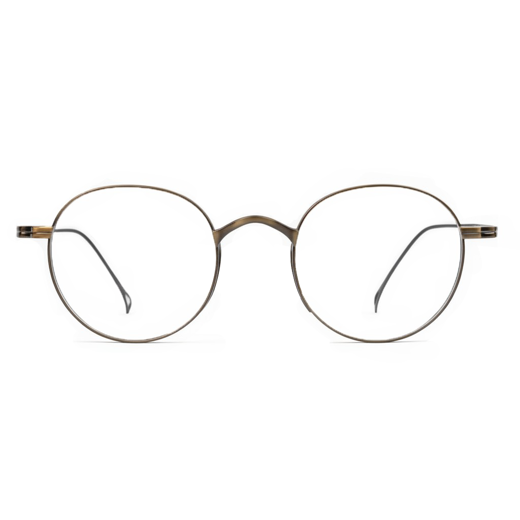 Round eyeglasses with thin frame on a white background