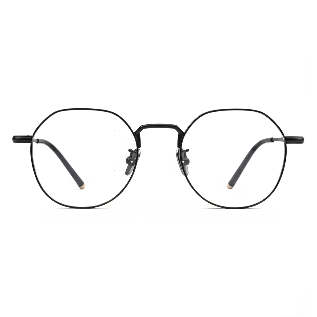 Round black eyeglasses on a white background