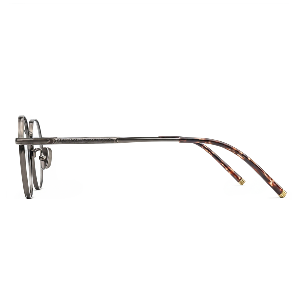 Eyeglasses with a tortoiseshell frame on a white background