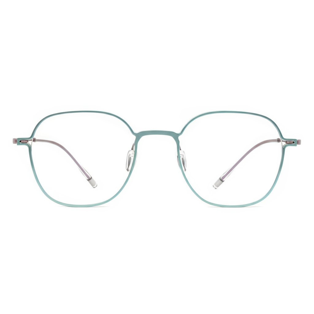 Teal eyeglasses on a white background