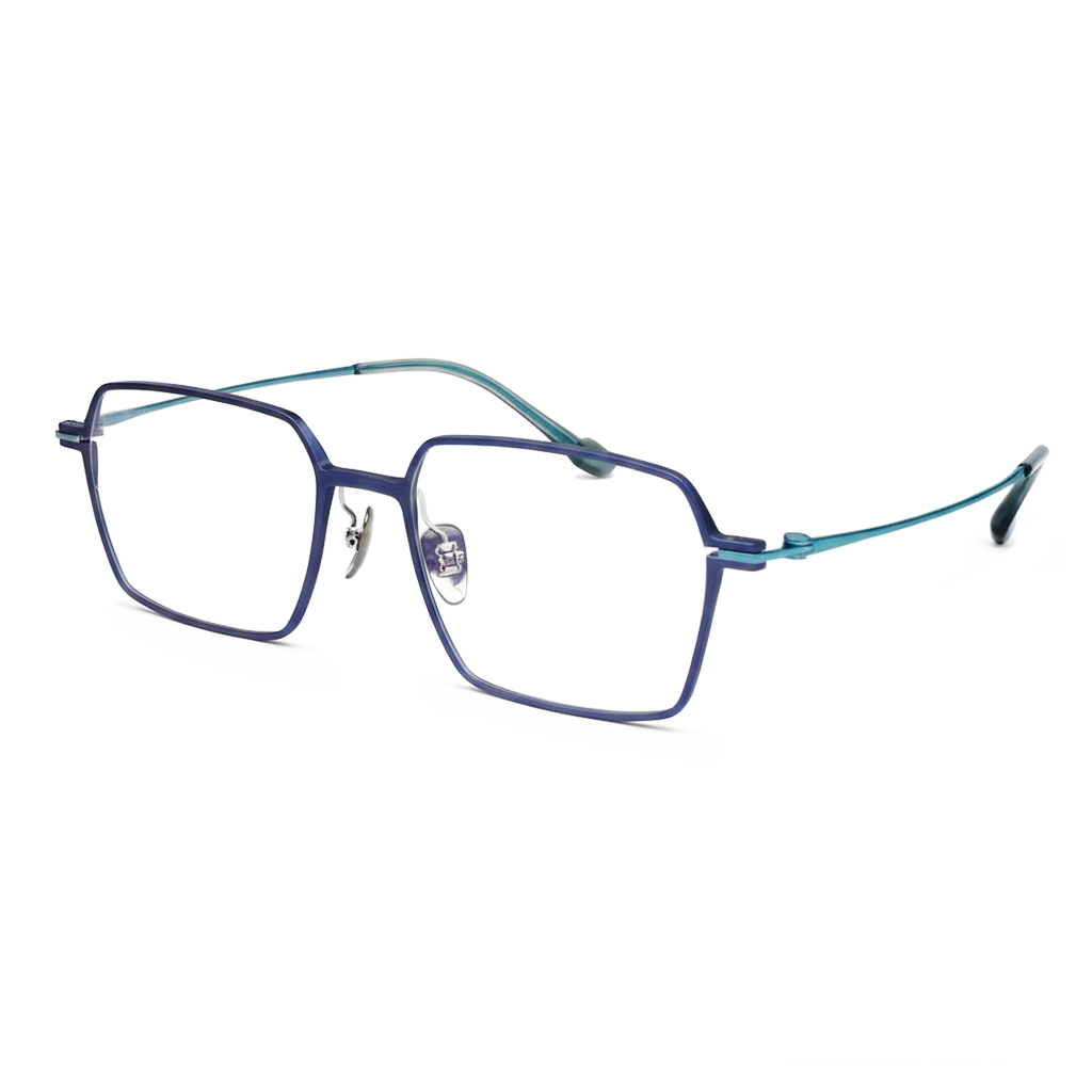 Blue eyeglasses on a white background