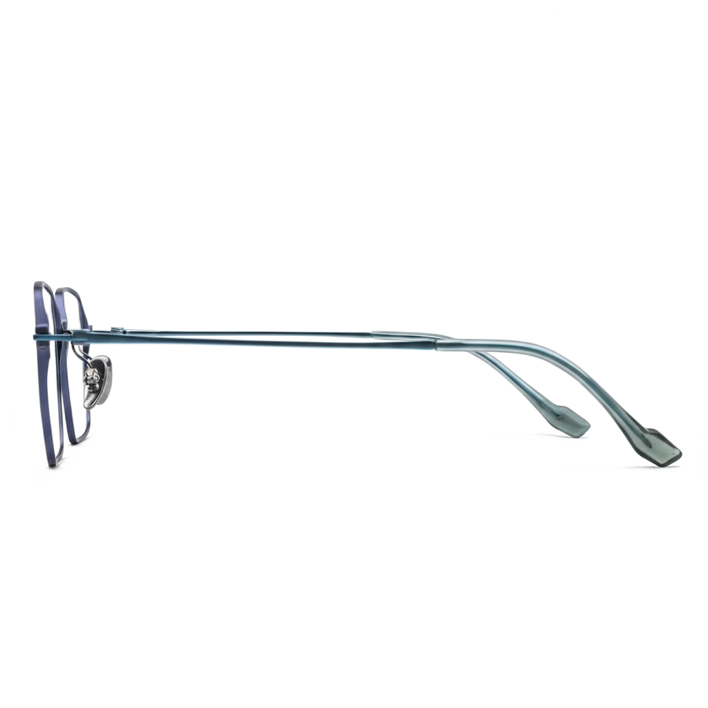 Eyeglasses with thin metal frame on a white background