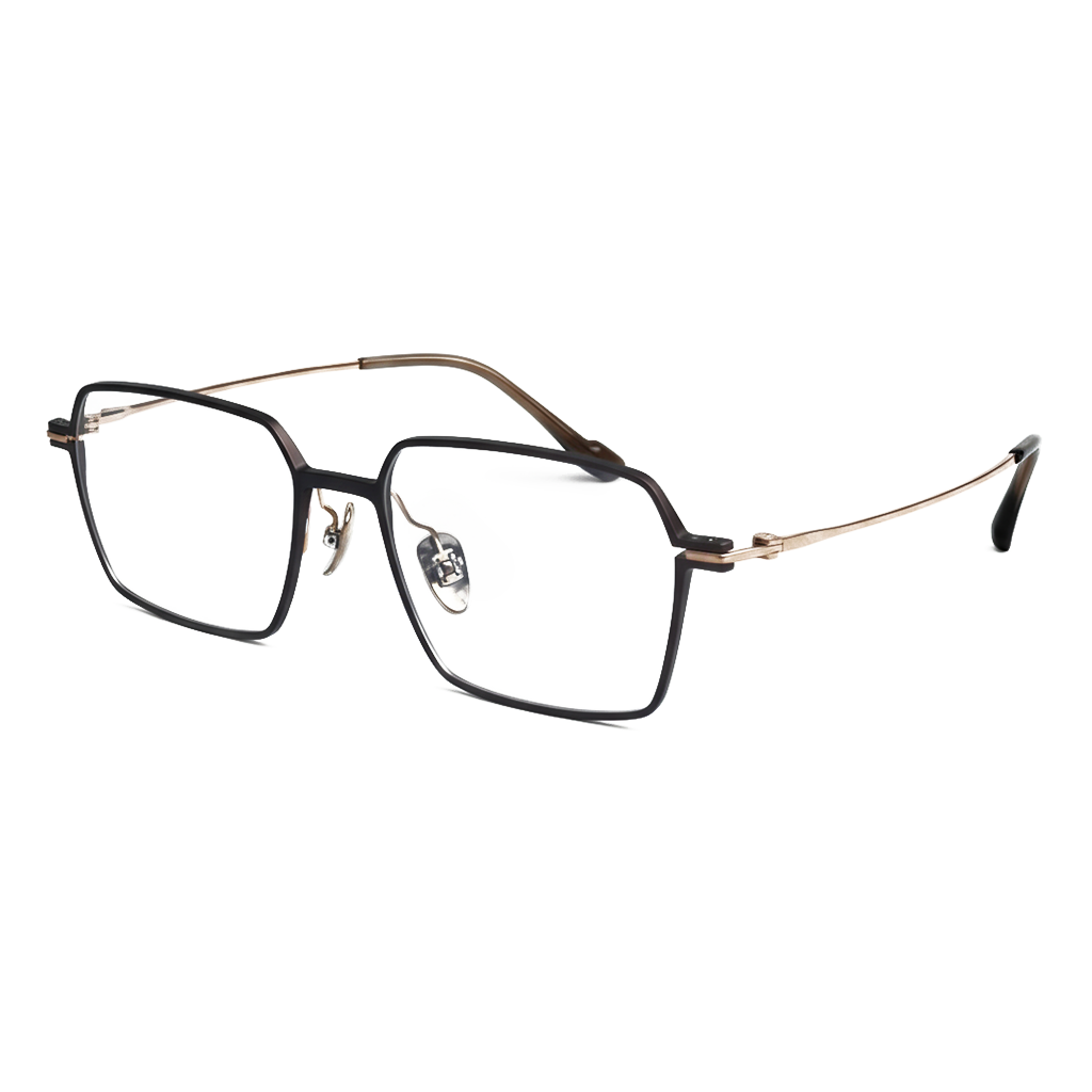 Eyeglasses with a black frame on a white background