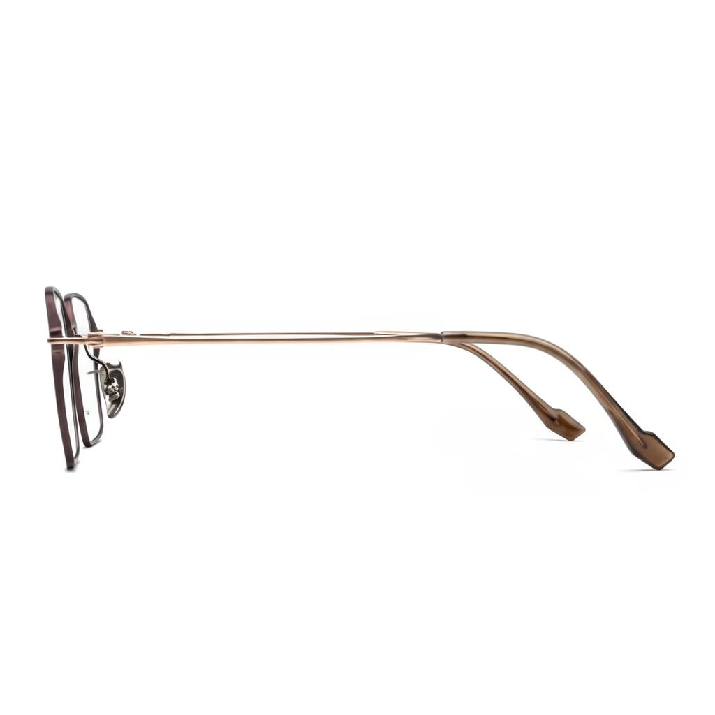Gold-framed eyeglasses on a white background