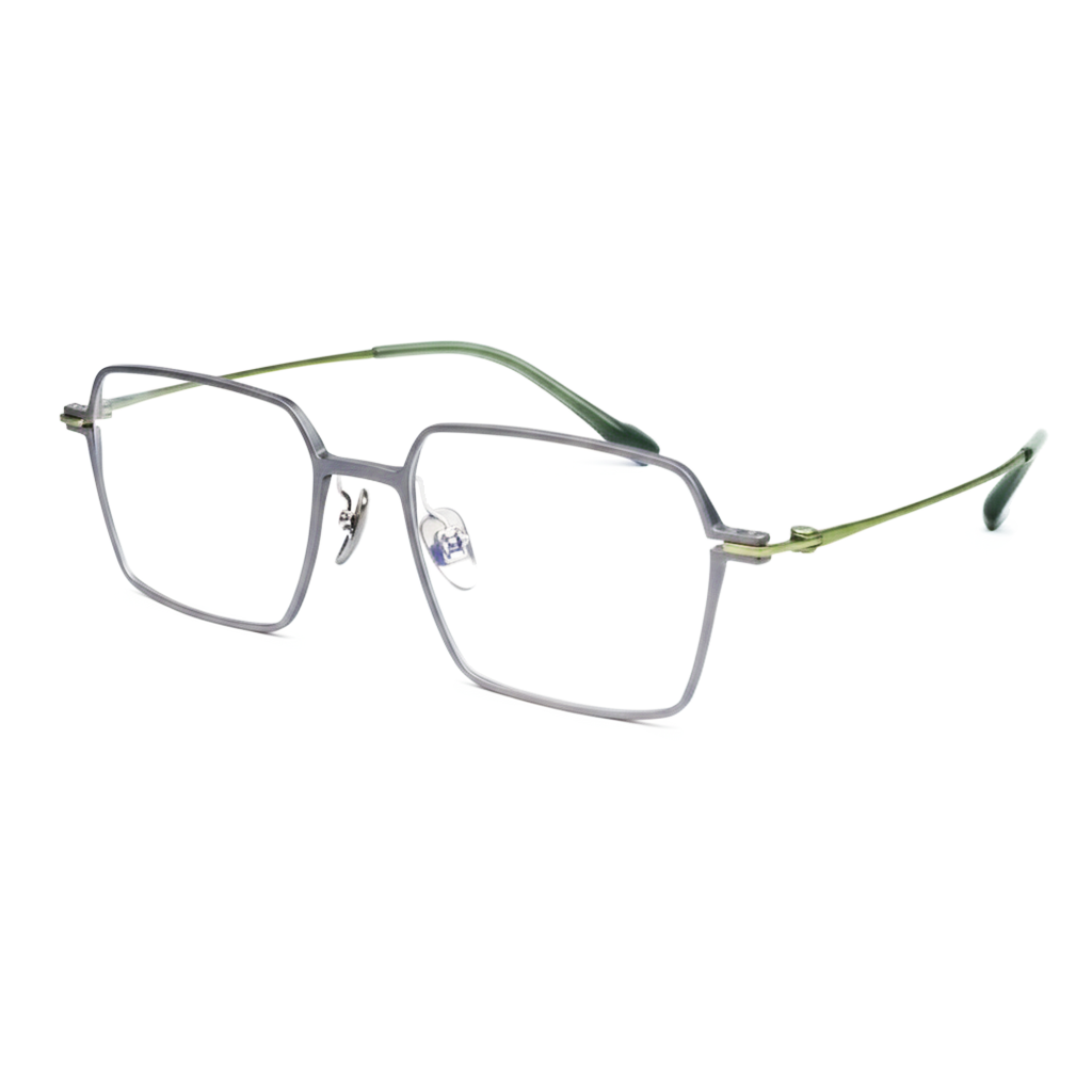 Silver eyeglasses on a white background