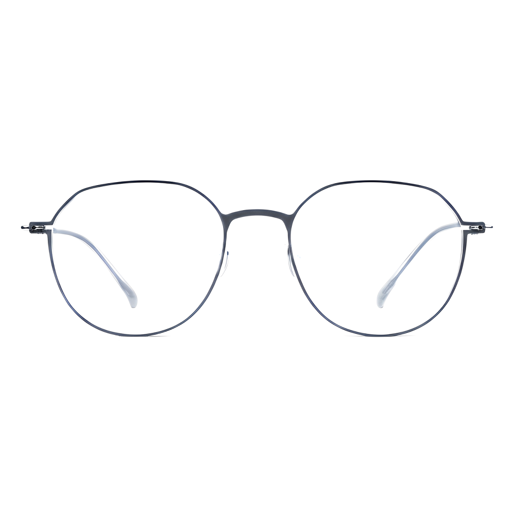 Round eyeglasses with thin frame on a white background