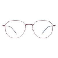 Round eyeglasses with a purple frame on a white background