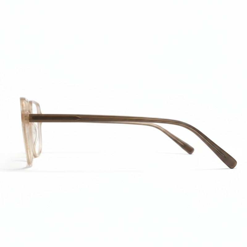 Eyeglasses with a brown frame on a white background