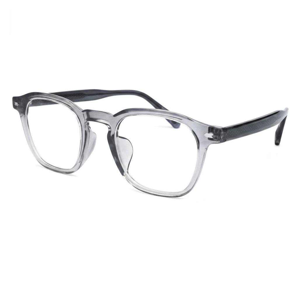 Clear eyeglasses on a white background