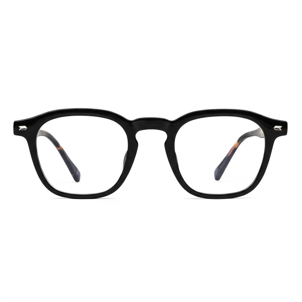 Black eyeglasses on a white background