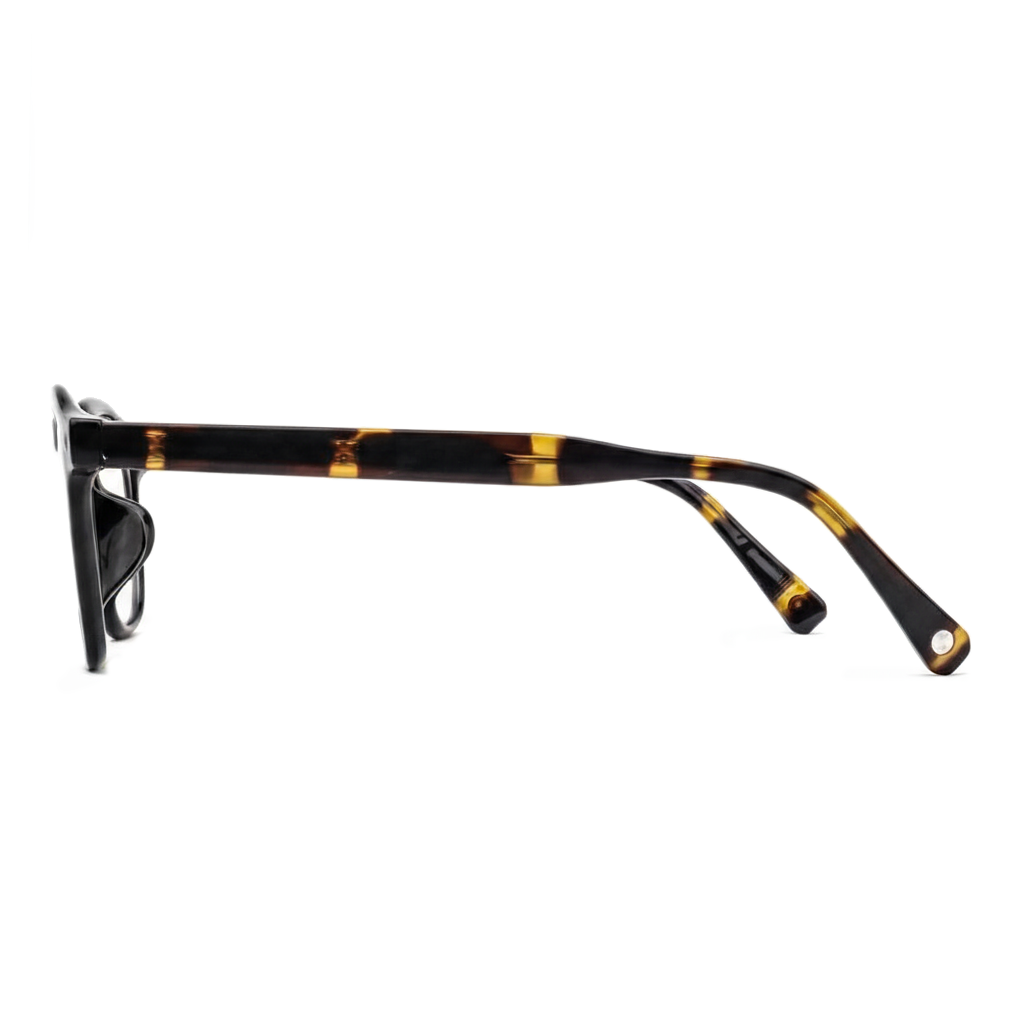 Tortoiseshell eyeglasses on a white background