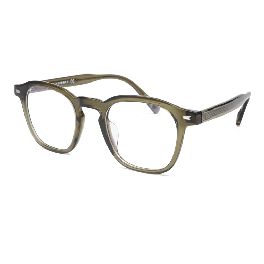 Green eyeglasses on a white background