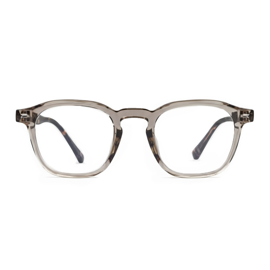 Round eyeglasses with a tortoiseshell frame on a white background