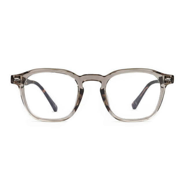 Round eyeglasses with a tortoiseshell frame on a white background