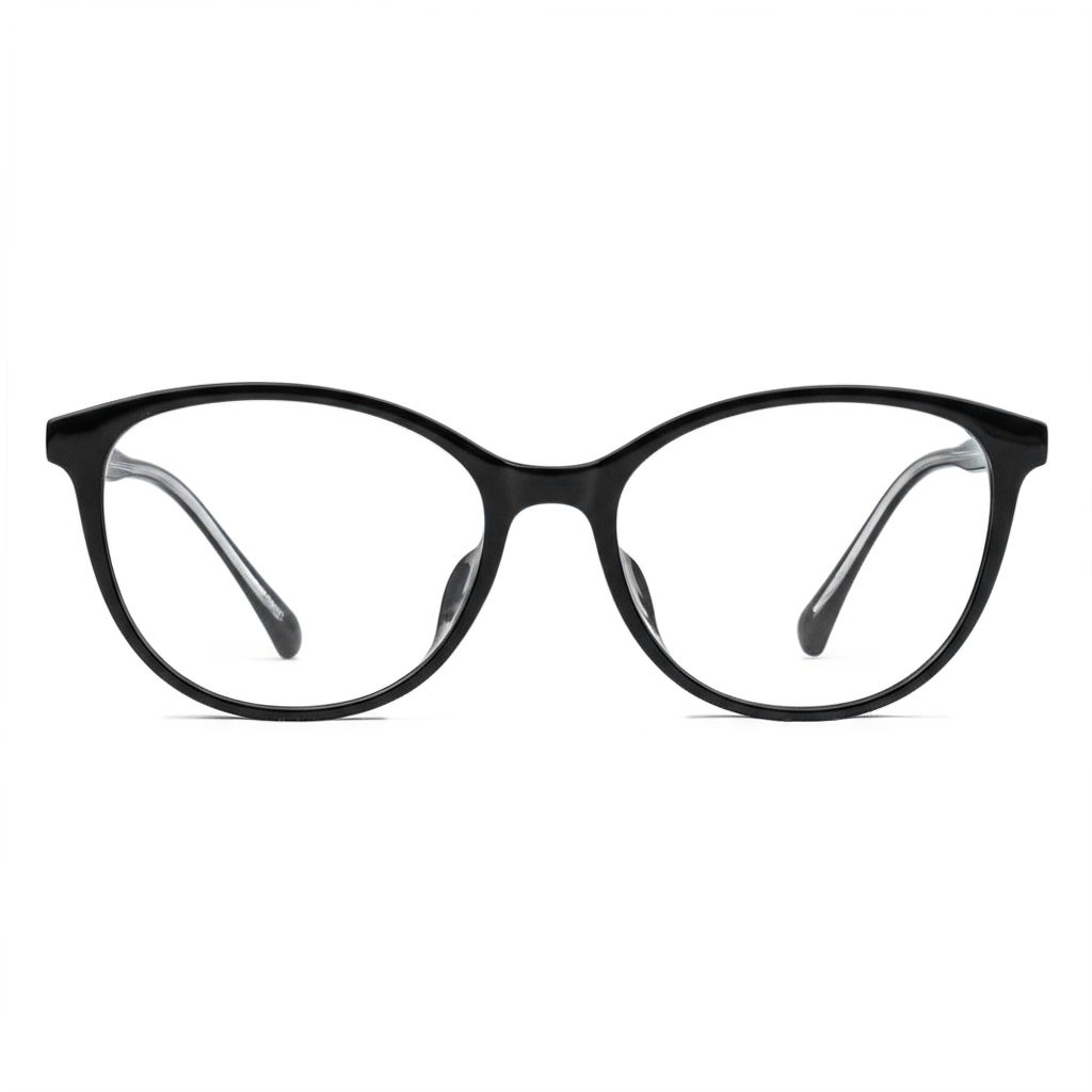 Black cat-eye glasses on a white background