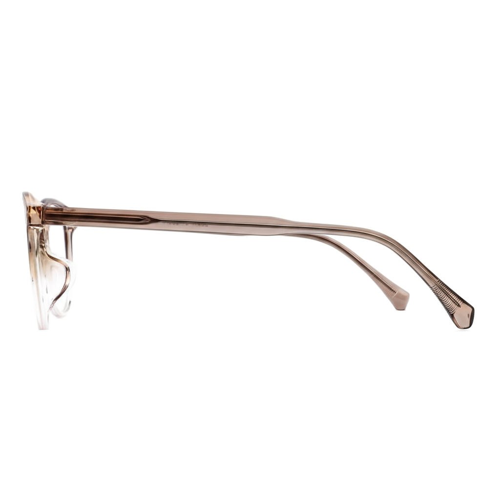 Eyeglasses with a brown frame on a white background