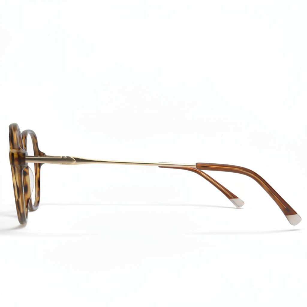 Sunglasses with tortoiseshell frame and white tips on a white background