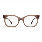 Brown eyeglasses on a white background