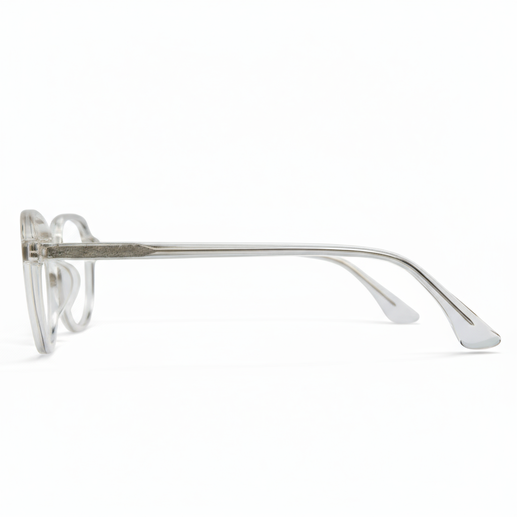 Eyeglasses with a clear frame on a white background