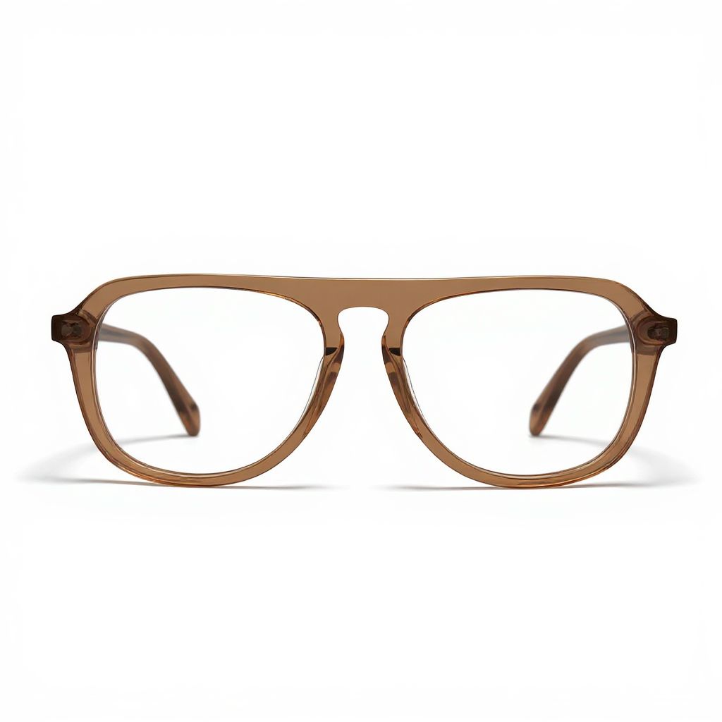 Brown eyeglasses on a white background