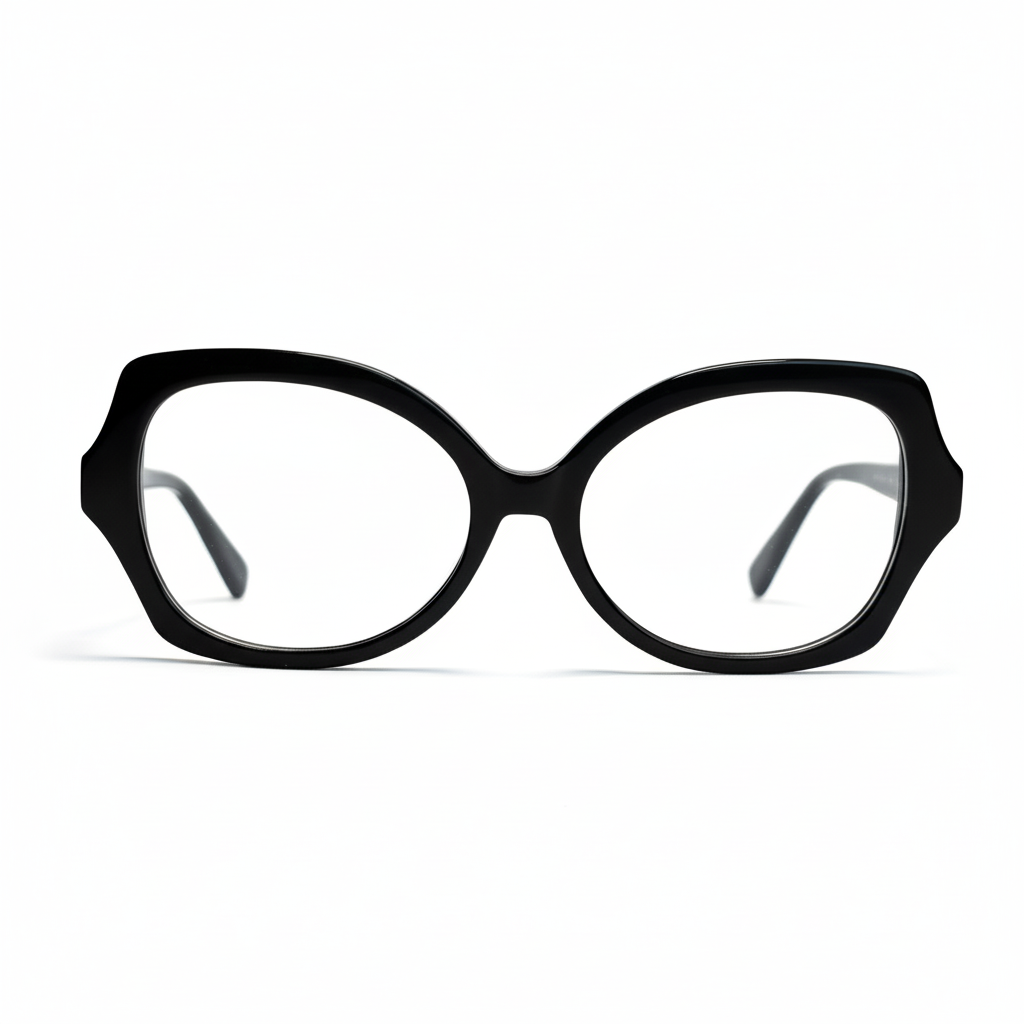 Black eyeglasses on a white background