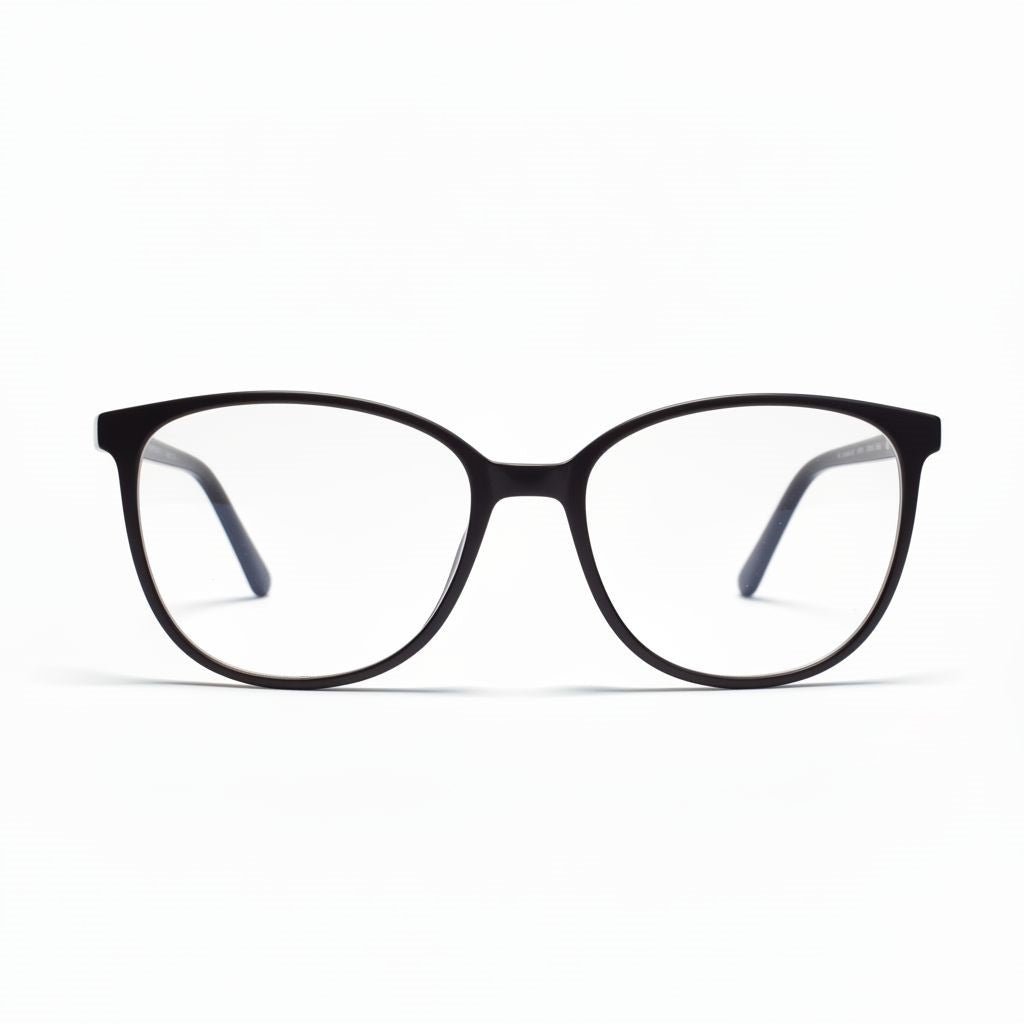 Black eyeglasses on a white background