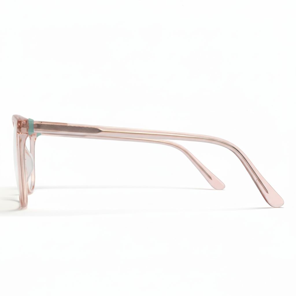 Pink eyeglasses on a white background