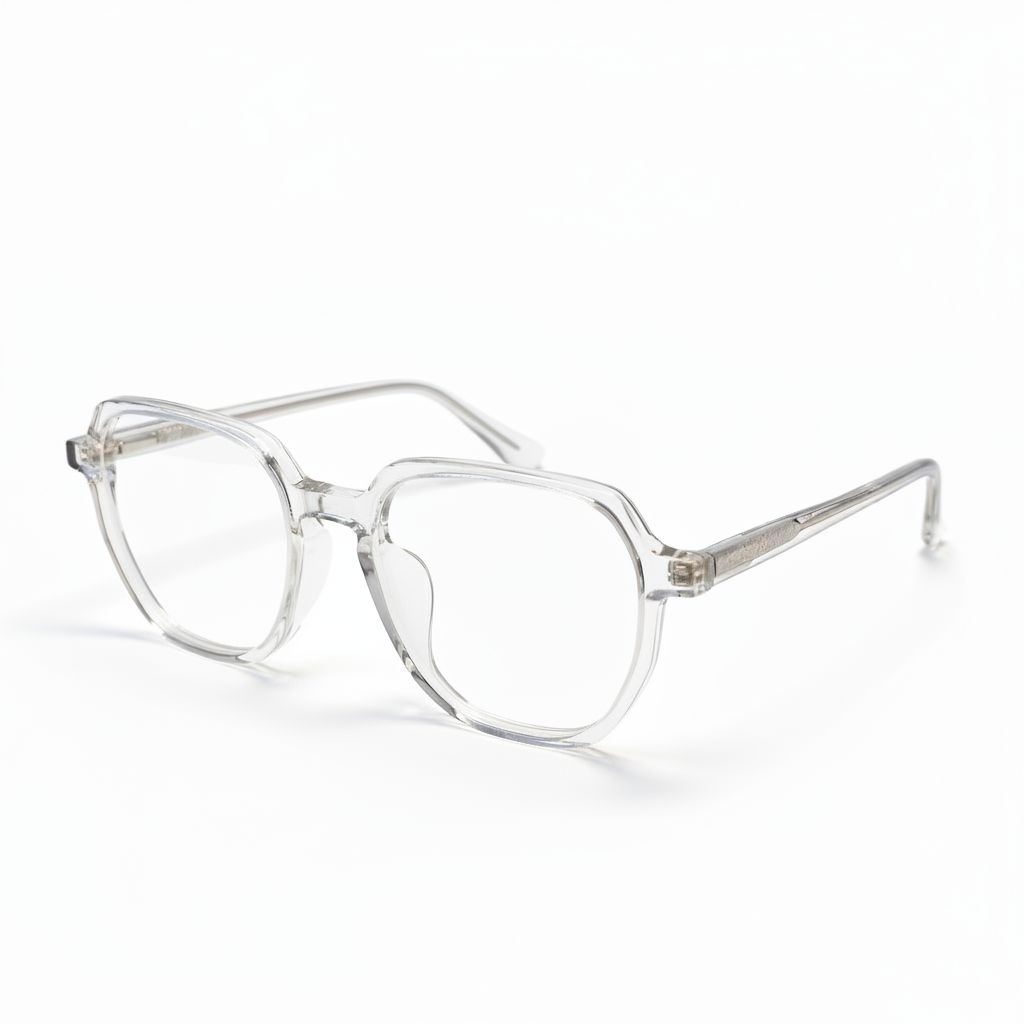 Clear eyeglasses on a white background
