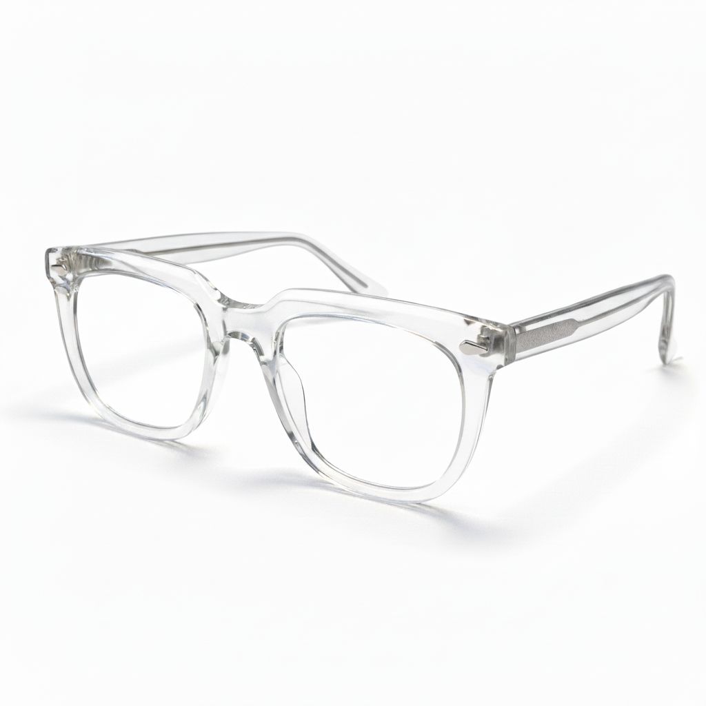 Clear eyeglasses on a white background