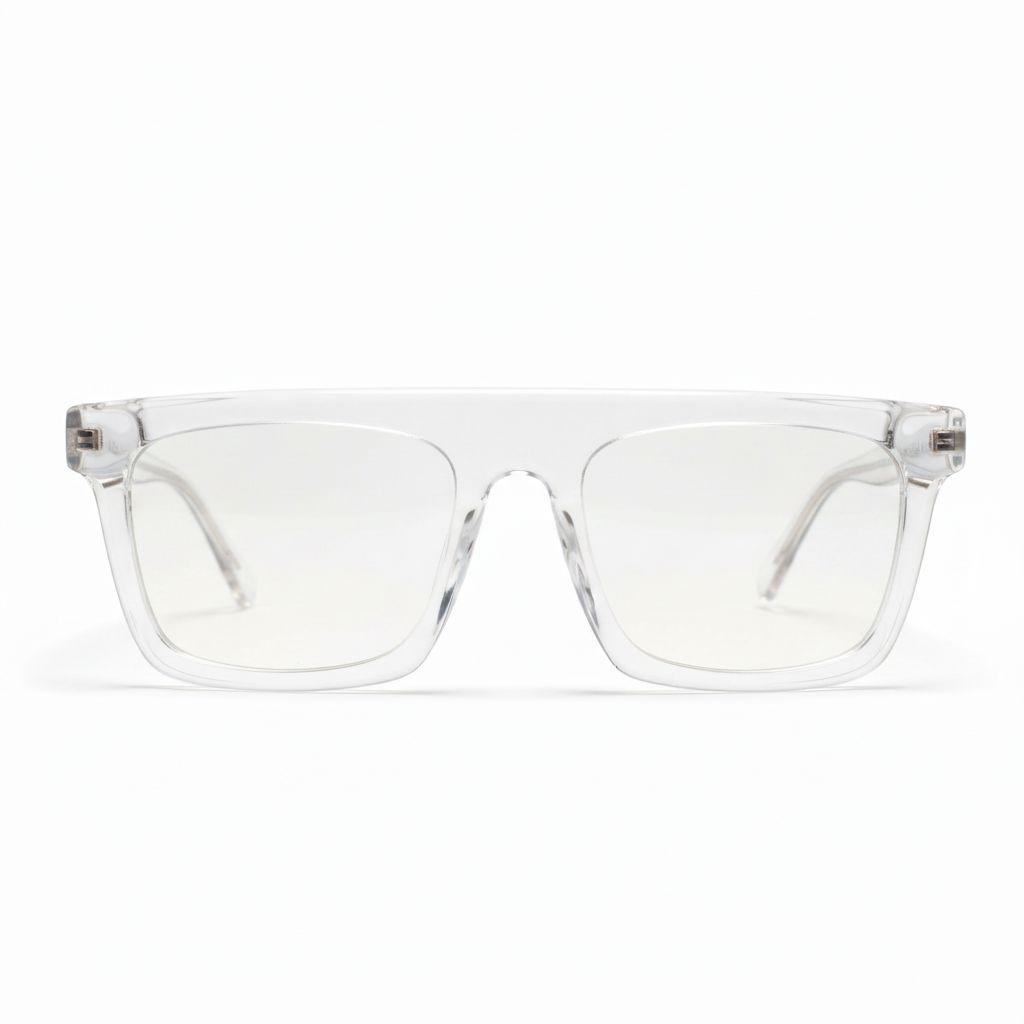 Clear eyeglasses on a white background