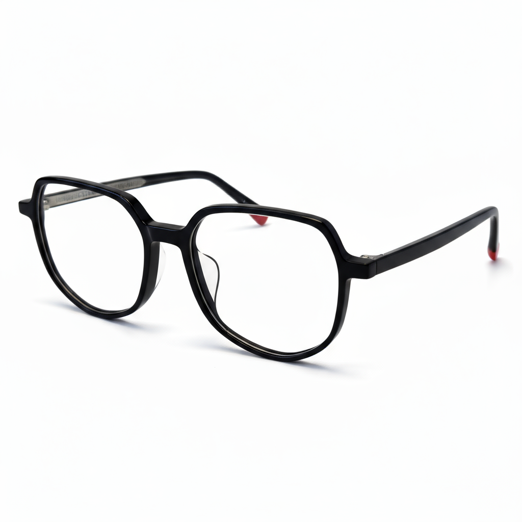 Black eyeglasses on a white background