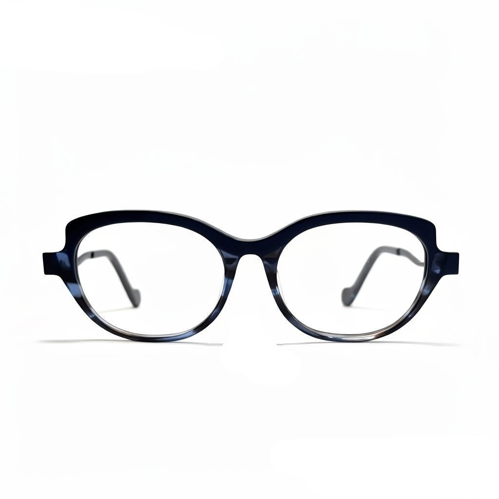 Blue eyeglasses on a white background