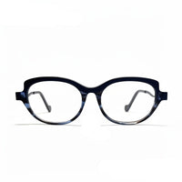 Blue eyeglasses on a white background