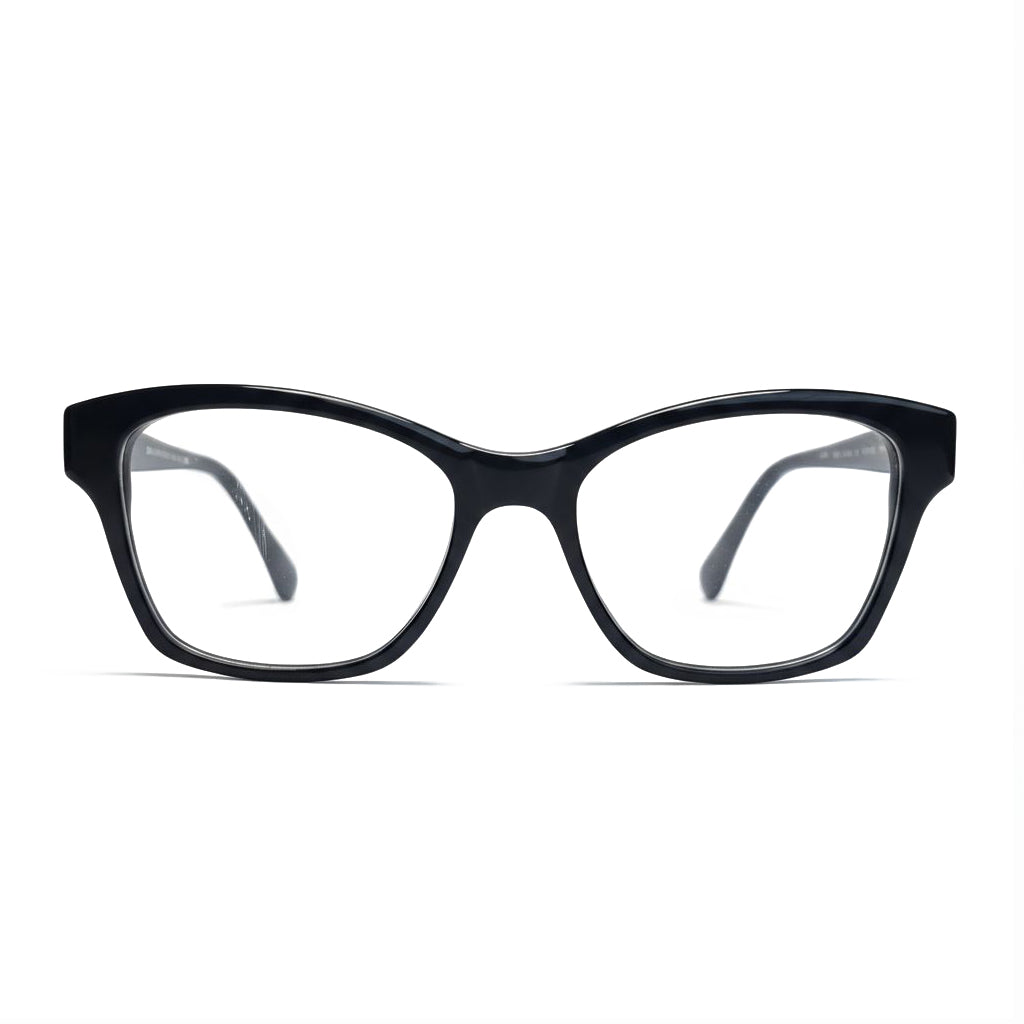 Black cat-eye glasses on a white background