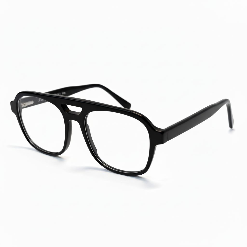 Black eyeglasses on a white background