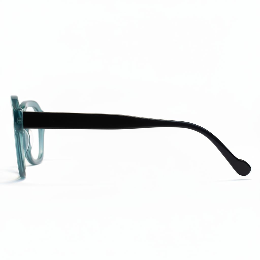 Sunglasses with a black frame on a white background