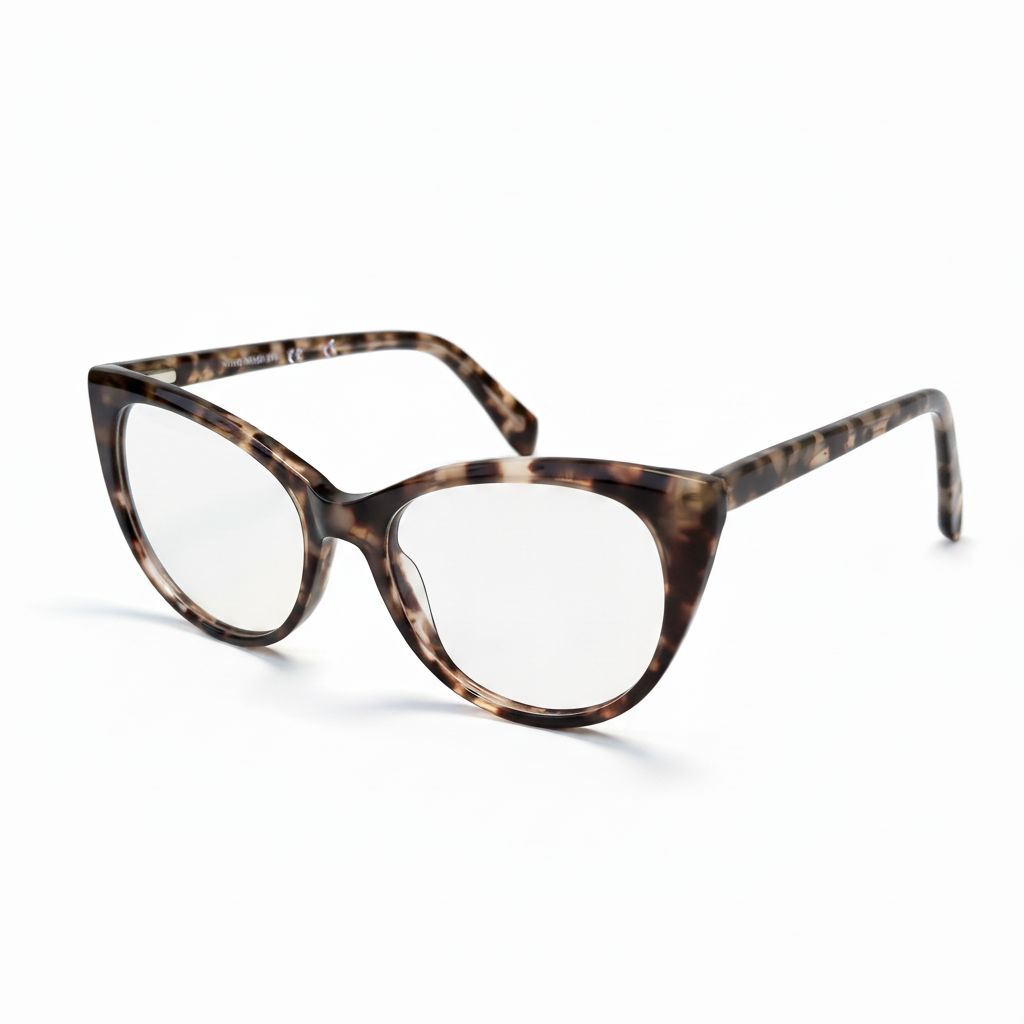 Tortoiseshell cat-eye glasses on a white background